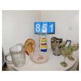 LUSTER DEPT. 56 PITCHER, BLOCK PAIR GLASSES, WALL