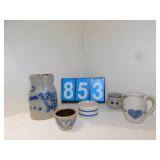 POTTERY PIECES SALMON FALLS NH PITCHER W/ COW