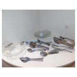 FISH DISHES, TURTLE EDGE DISH, ASSORTED FLATWARE