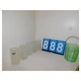 5 GORHAM TUMBLERS, DEPRESSION ETCHED ICE BUCKET