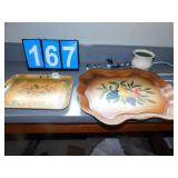 PAINTED SERVING TRAYS 17" X 14" LARGEST 1, DUCKS,