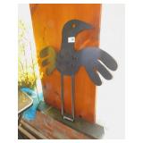 METAL BIRD FIGURE 24" H AND SILK WISTERIA FLOWERS