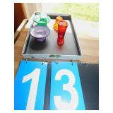 TWO HELIOTROPE MINIATURE BOWLS JADE AND LAVENDER