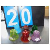 GROUP OF 6 VASELINE AND OTHER GLASS BELLS, BLUE