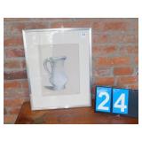 FRAMED CHARCOAL PITCHER PICTURE DATED 1973