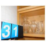 GLASS CANDLESTICKS AND LARGE VASES