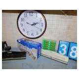 OFFICE SUPPLIES, SCOTCH TAPE, QUARTZ CLOCK,