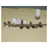 CHARM BRACELET, SPOON RING, RING S18K MARKED