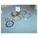 COPPER BRACELET, STERLING BRACELET, PEWTER