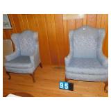 HORNES GUILD WING CHAIR LIGHT BLUE QUEEN ANNE