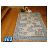 COTTON BLANKET SETTLERS CABIN, MOSS BASKET,