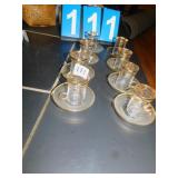 EIGHT DEMITASSE CUPS AND SAUCERS GOLD RIM