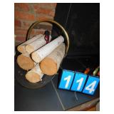 LOG HOLDER WITH LOGS, MATCH HOLDER BRASS,