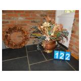 PLANTER BRASS AND COPPER WITH ARTIFICIAL FLOWER