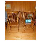 SIX COUNTRY SPINDLE BACK CHAIRS 38" H X 25-1/2"W