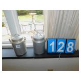 TWO ALUMINIUM CREAM PAILS