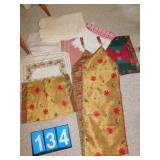 GROUP OF PLACEMATS, LACE TABLECLOTH, PATCHWORK