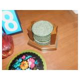 CRANBERRY VASE MADE IN SWEDEN, BOWL WITH CHIP