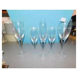 CHAMPAGNE GLASSES FIVE WITH BLACK CENTER STEM