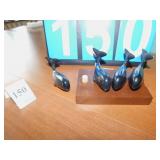 HEAVY CAST METAL PAINTED BLACK 6"X3" WHALE POD ON