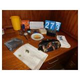 NICOTINE GUM, COLLECTOR PLATE, MAKEUP BAGS, ETC