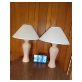 PAIR OF PEACH COLORED LAMPS