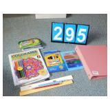 COLORED PENCILS, MARKERS, RULERS, BINDER, ETC