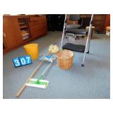 STEP STOOL, BASKET, SWIFFER, DUSTER, WASTE BASKET