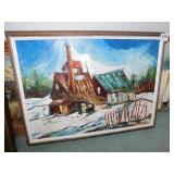OIL ON CANVAS ADELAIDE RANDALL 1970 HOUSES 17H