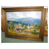 OIL ON CANVAS CHURCH SCENE 17H 22W