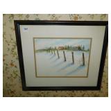 WATER COLOR FENCE SCENE, 18" X 21.25"