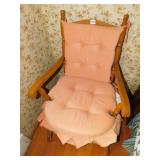WOODEN ARM CHAIR WITH PINK CUSHIONS