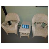 WICKER CHAIRS & END TABLE