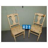 2 WOODEN WHITE CHAIRS