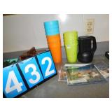 FLASH LIGHT, PLASTIC CUPS, CHRISTMAS CARDS