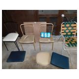CARD TABLE, LAWN CHAIR,CUSHIONS