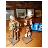 PAPER MACHET DOLLS, MAN HOLDING POT ON BACK &