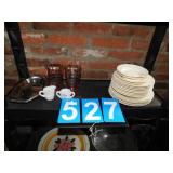 PINK GLASSES, MILK GLASS CREAMER SUGAR MINIATURE,