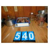 PRESSURE COOKER, PYREX MEASURING CUPS, ETC