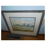 WATER COLOR GEESE FLYING, 19" HX 22" W