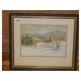 WATERCOLOR SNOWY TREE SCENE