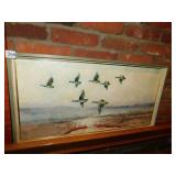OIL ON CANVAS BY A RANDALL 1971 GEESE FLYING