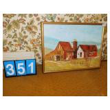 FARM SCENE OIL ON CAVAS, A. RANDALL SIGNED TOP