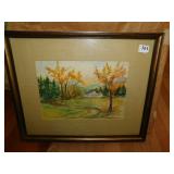 WATER COLOR, TREES & FALL FOILAGE LEADING TO