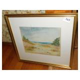 WATER COLOR BEACH SCENE, 16" X 17.5"