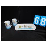 ALICE IN WONDERLAND TRAY, 2 MUGS,