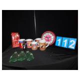 COCA-COLA PLAYING CARDS, COFFEE MUGS, CLOCK, ETC.