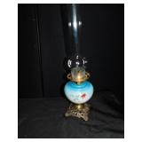 OIL LAMP HAND PAINTED BASE W/ GLOBE