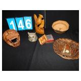 WOOD CARVED LION, EAGLE, ETC.