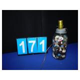 MASON JAR BUTTON LAMP NO SHADE